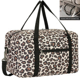 Leopard Print Small Weekender Bag for Women Cute Duffel Bags for Spirit Airlines Personal Item Bag Flower Print Lightweight Overnight Carry on