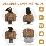 Leopard Print Fuffel Bag Foldable Tote Bag With Shoulder Straps and Pockets