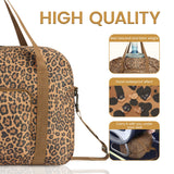 Leopard Print Fuffel Bag Foldable Tote Bag With Shoulder Straps and Pockets
