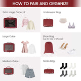 7 Set Packing Cubes with Number Icon