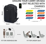 Carry on Travel Backpack for Men, Airline Approved 18x14x8 Spirit Airlines Personal Item Bag, 13 Pockets Casual Daypack, Waterproof Gym Backpacks 30L