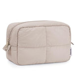 Narwey Puffy Makeup Bag for Travel Women Girl, Quilted Makeup Bag Cosmetic Bag, Cute Puffer Make up Organizer Bags, Travel Toiletry Bag Toiletries