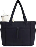 Puffer Tote Bag for Women, Shoulder Bag Handbag with Cup Holder & 15.6" Laptop Compartment & Trolley Sleeve for Travel, Work, Nurse, Lightweight, 20L