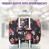 Quilted Travel Duffel Bag for Women Trolley Sleeve Tote Floral Print Personal Item Bag for Spirit Airlines Approved Underseat Carry on Weekender Gym Bag Christmas Gift