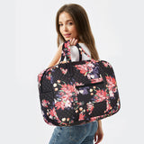 Quilted Travel Duffel Bag for Women Trolley Sleeve Tote Floral Print Personal Item Bag for Spirit Airlines Approved Underseat Carry on Weekender Gym Bag Christmas Gift