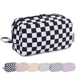 NW5207C Narwey Checkered Makeup Bag Travel Cosmetic Bag Organizer Small Toiletry Bag Make Up Bags with Comparments for Women and Girls, Gift for Teen Girls