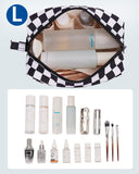 NW5207C Narwey Checkered Makeup Bag Travel Cosmetic Bag Organizer Small Toiletry Bag Make Up Bags with Comparments for Women and Girls, Gift for Teen Girls