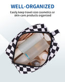 NW5207C Narwey Checkered Makeup Bag Travel Cosmetic Bag Organizer Small Toiletry Bag Make Up Bags with Comparments for Women and Girls, Gift for Teen Girls