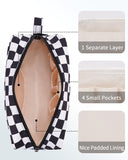 NW5207C Narwey Checkered Makeup Bag Travel Cosmetic Bag Organizer Small Toiletry Bag Make Up Bags with Comparments for Women and Girls, Gift for Teen Girls