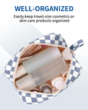 NW5207C Narwey Checkered Makeup Bag Travel Cosmetic Bag Organizer Small Toiletry Bag Make Up Bags with Comparments for Women and Girls, Gift for Teen Girls