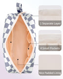 NW5207C Narwey Checkered Makeup Bag Travel Cosmetic Bag Organizer Small Toiletry Bag Make Up Bags with Comparments for Women and Girls, Gift for Teen Girls