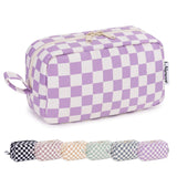 NW5207C Narwey Checkered Makeup Bag Travel Cosmetic Bag Organizer Small Toiletry Bag Make Up Bags with Comparments for Women and Girls, Gift for Teen Girls