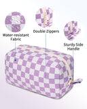 NW5207C Narwey Checkered Makeup Bag Travel Cosmetic Bag Organizer Small Toiletry Bag Make Up Bags with Comparments for Women and Girls, Gift for Teen Girls