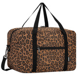 Leopard Print Small Weekender Bag for Women Cute Duffel Bags for Spirit Airlines Personal Item Bag Flower Print Lightweight Overnight Carry on