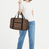 Leopard Print Small Weekender Bag for Women Cute Duffel Bags for Spirit Airlines Personal Item Bag Flower Print Lightweight Overnight Carry on
