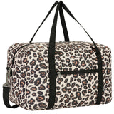 Leopard Print Small Weekender Bag for Women Cute Duffel Bags for Spirit Airlines Personal Item Bag Flower Print Lightweight Overnight Carry on