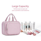 Narwey Striped Travel Toiletry Bag for Women Large Hanging Makeup Bag Organizer Toiletries Bag