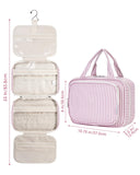 Narwey Striped Travel Toiletry Bag for Women Large Hanging Makeup Bag Organizer Toiletries Bag