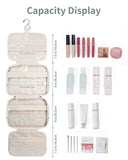 Narwey Striped Travel Toiletry Bag for Women Large Hanging Makeup Bag Organizer Toiletries Bag