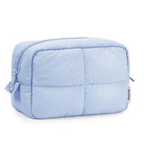 Narwey Puffy Makeup Bag for Travel Women Girl, Quilted Makeup Bag Cosmetic Bag, Cute Puffer Make up Organizer Bags, Travel Toiletry Bag Toiletries