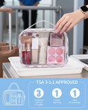 Narwey TSA Approved Clear Toiletry Bag for Travel, Waterproof PVC Clear Makeup Bags, Portable Compact Cosmetic Bag Make Up Organizer, Airport Airline Quart Size Compliant Bag