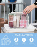 Narwey TSA Approved Clear Toiletry Bag for Travel, Waterproof PVC Clear Makeup Bags, Portable Compact Cosmetic Bag Make Up Organizer, Airport Airline Quart Size Compliant Bag