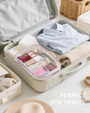 Narwey TSA Approved Clear Toiletry Bag for Travel, Waterproof PVC Clear Makeup Bags, Portable Compact Cosmetic Bag Make Up Organizer, Airport Airline Quart Size Compliant Bag