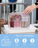Narwey TSA Approved Clear Toiletry Bag for Travel, Waterproof PVC Clear Makeup Bags, Portable Compact Cosmetic Bag Make Up Organizer, Airport Airline Quart Size Compliant Bag