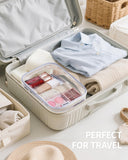 Narwey TSA Approved Clear Toiletry Bag for Travel, Waterproof PVC Clear Makeup Bags, Portable Compact Cosmetic Bag Make Up Organizer, Airport Airline Quart Size Compliant Bag