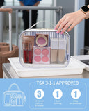 Narwey TSA Approved Clear Toiletry Bag for Travel, Waterproof PVC Clear Makeup Bags, Portable Compact Cosmetic Bag Make Up Organizer, Airport Airline Quart Size Compliant Bag